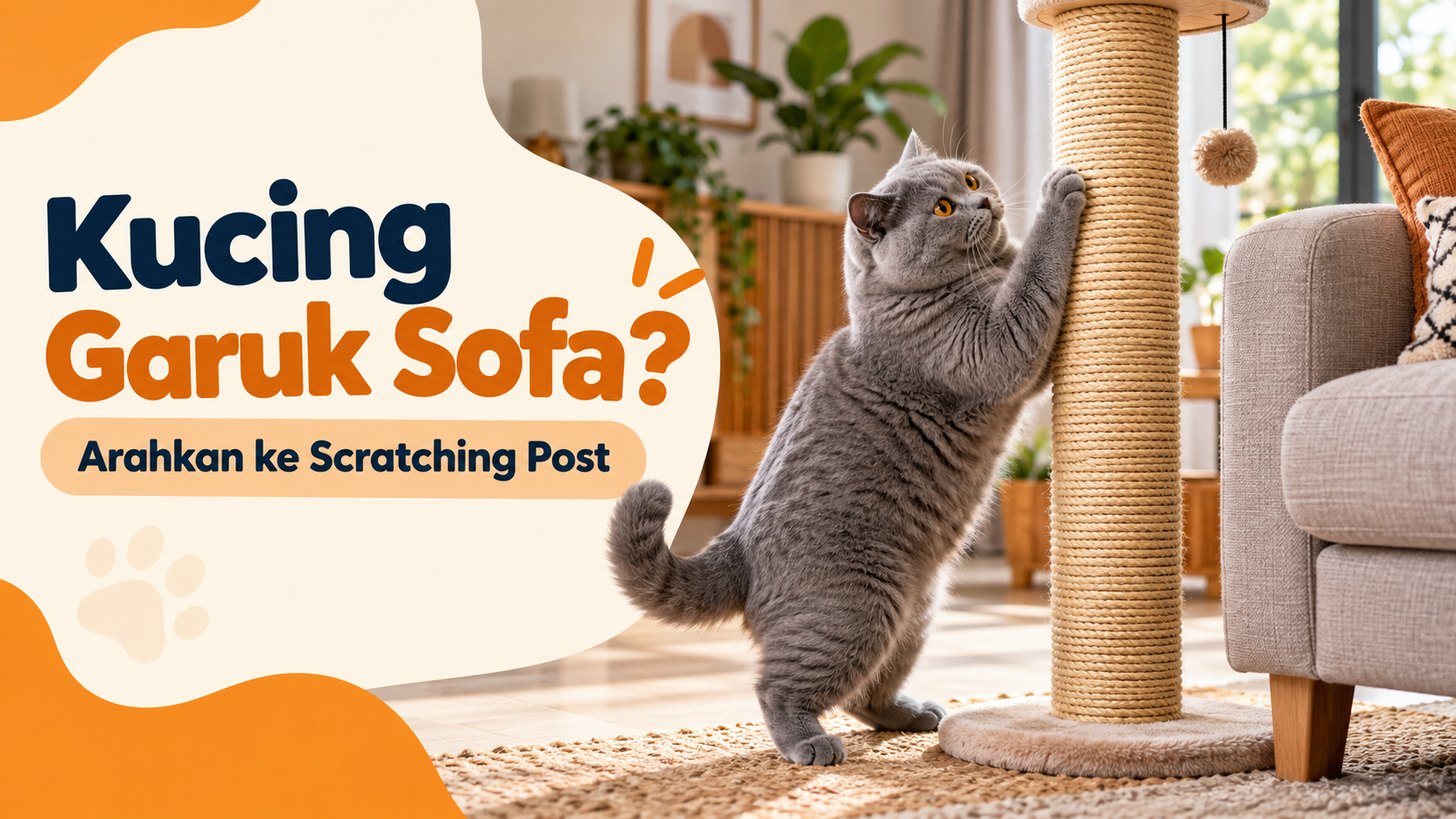 Kucing Sering Menggaruk Sofa? Begini Cara Mengajarkan Scratching Post